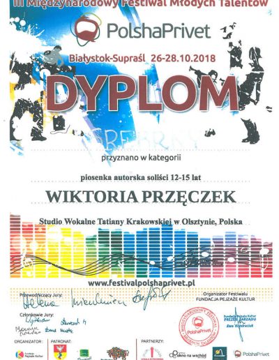 2018 10 26 Wiktoria Przęczek 100p